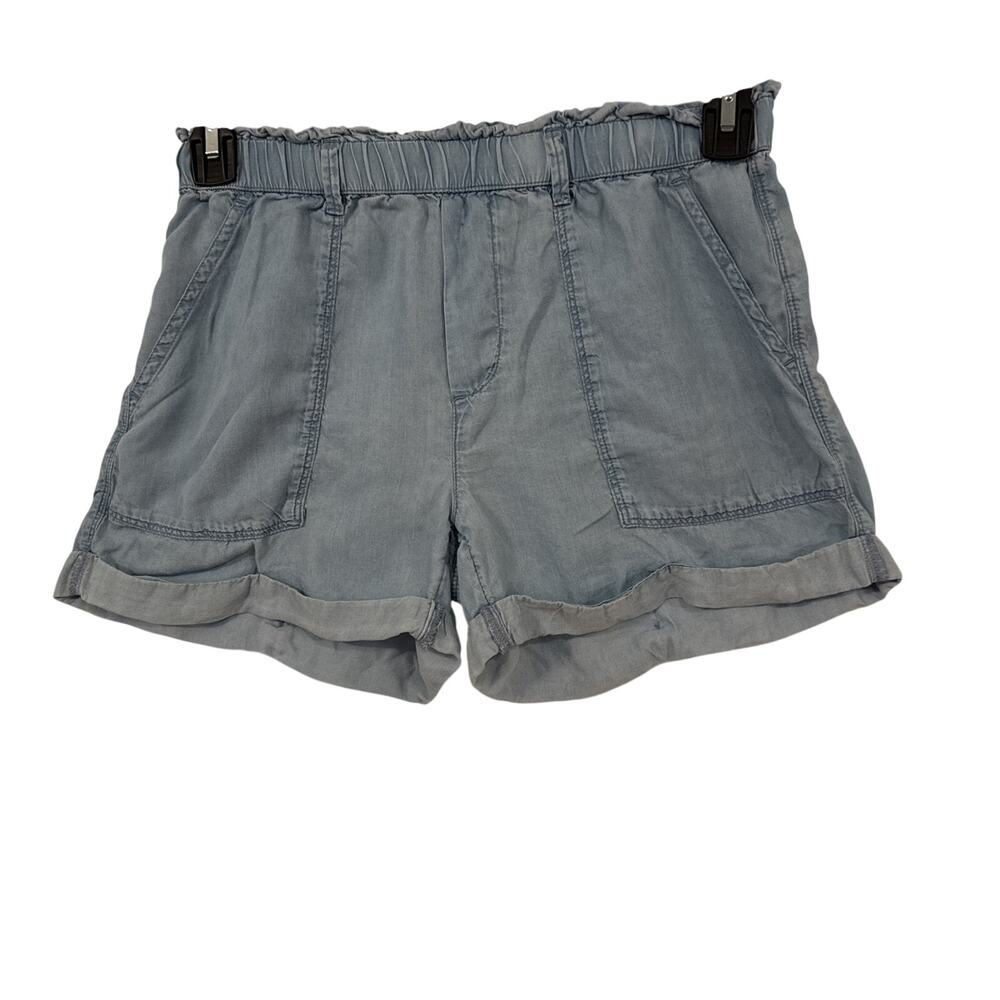 Aerie Light Blue Chambray Pull On Shorts Elastic Waist Women's Size Small